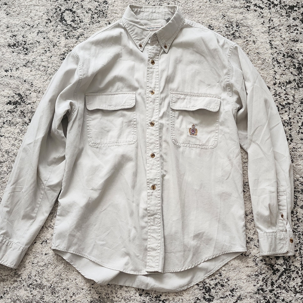 Vintage BUGLE BOY COMPANY Khaki Pocket Button Down Mens Size M